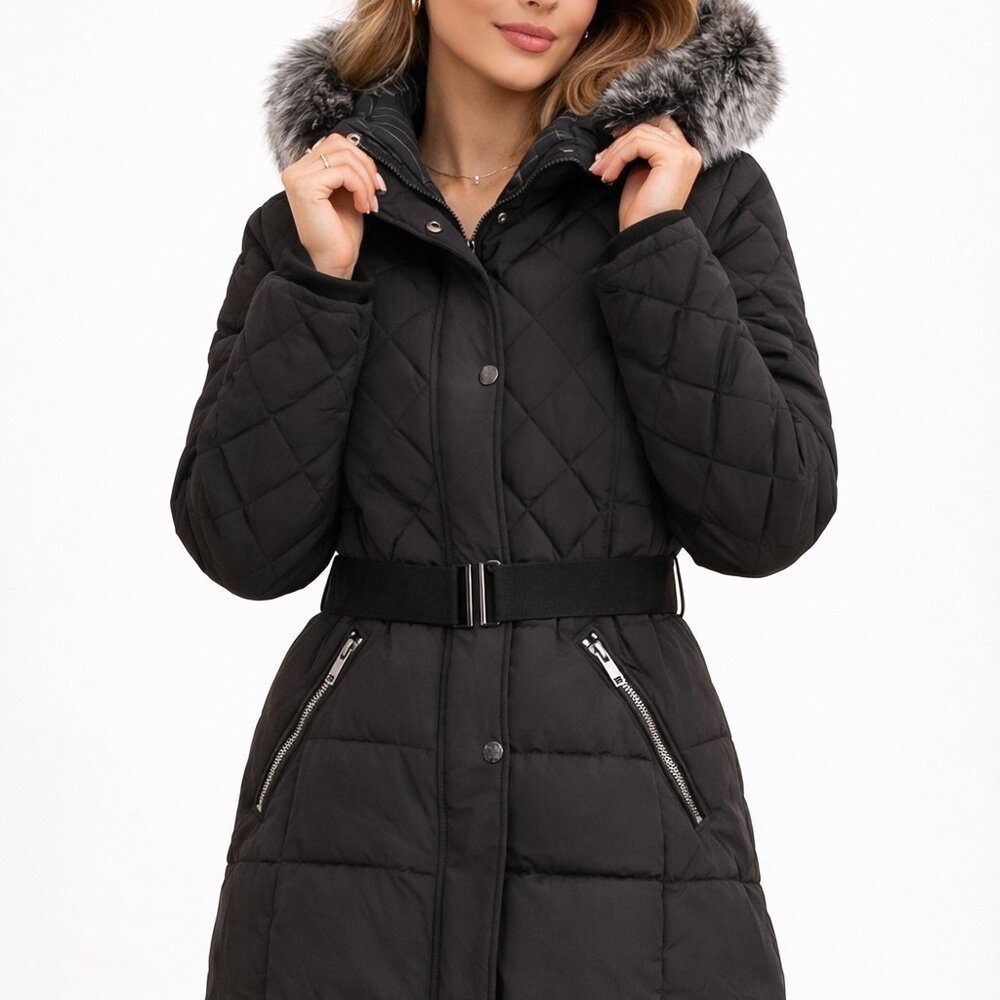 Royalty For Me Quilted Puffer Coat W/ Belt Black | Small